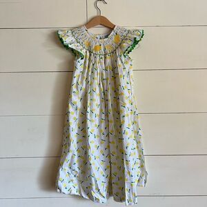Three Sister Smocked Lemon Dress
